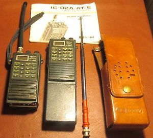 Icom IC 02AT VHF Two Radios with Manual Case Antennas