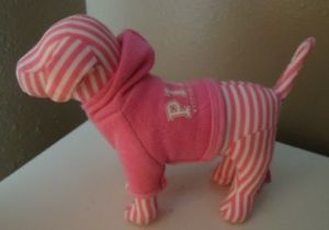 Victoria's Secret vs Pink Hoodie Sweater Striped 04 06 Plush Hoodie Puppy Dog