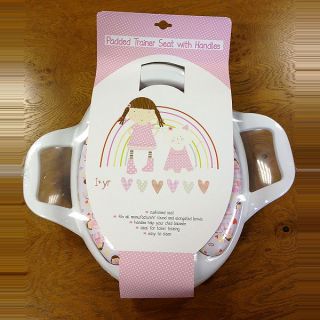Babies Toddlers Childs Padded Toilet Trainer Seat Pink White with Handles New