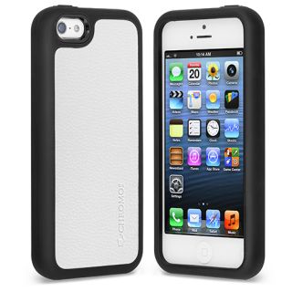 Leather Back Multilayer Case for Apple iPhone 5 Black White Cover Shell US