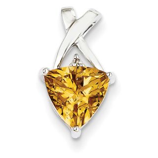 14k Yellow or White Gold Diamond Citrine and White Topaz Trillion Pendant