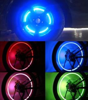 4pcs LED Tyre Tire Valve Caps Neon Lights Bike Car New