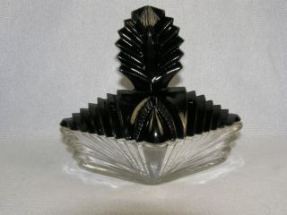 Beautiful Art Deco Diamond Shape Dresser Jar Black Glass