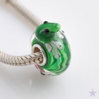 Tadpole Frog Murano Glass 925 Sterling Silver European Bead Charm