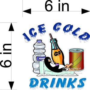 6" Ice Cold Drinks Soda Water Food Vinyl Decal New