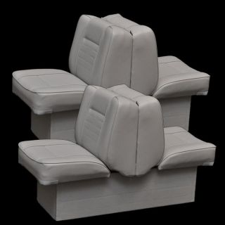 Boat Back to Back Lounge Seat Pair Solid Gray Fishing Seats