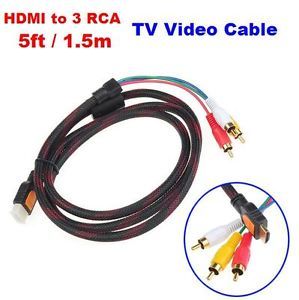 Black 5FT Feet 1.5M HDMI Male to 3 RCA Video Audio AV Cable