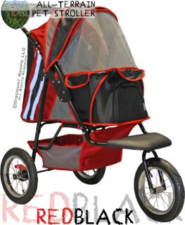 All Terrain Black Red Folding Dog Stroller Pet Carrier