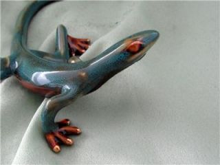 Lizard Gecko Blue Golden Pond Ceramic Sculpture Garden Art