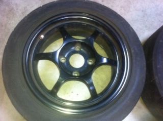 ★★★ JDM Black Racing Rim Wheel 15x114 3 Dunlop Tire Type R DC2 DB8 EK9 ★★★