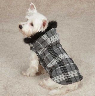 Zack Zoey Park Avenue Dog Coat Jacket Hood Hooded Black Fur Trim Coats Pet