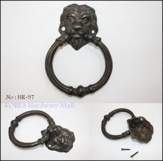 Antique Black Lion Heavy Ring Wood Gate Door Pulls Handle Shed Multiples Avail