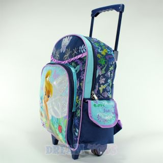 Disney Tinkerbell Flowers and Butterfly 16" Rolling Backpack Roller Bag Girls
