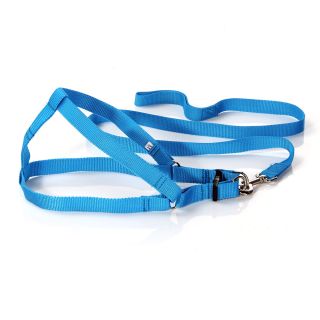 Light Blue Easy Walk Pet Dog Harness Leader with Pull Free Leashes Size M