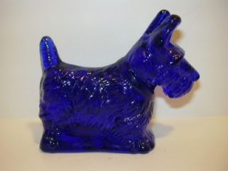 Mosser Cobalt Blue Glass Scottie Dog Westie Figurine