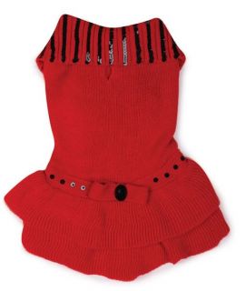 Dog Scarlet Knit Dress East Side Collection Dog Clothes Red Holiday Top Sequins
