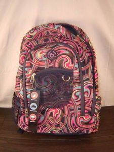 New Double Dutch Club Backpack Multi Color Swirl Pattern Padded Straps