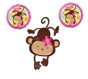 3 Balloon Party Supplies Mod Monkey Flower Favor Baby Shower Jungle Safari