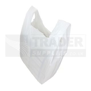250 x Extra Large White Plastic Vest Carrier Bags Supermarket 16x25x29in 25 Mic