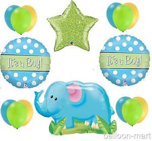 Baby Boy Elephant Blue Baby Shower Balloons Supplies Decorations Newborn Set Dot
