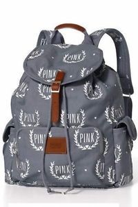 New Victoria's Secret Love Pink 86 Grey School Backpack Bookbag Super Cute