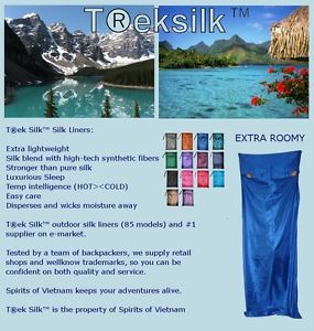 Extra Large Single Silk Liner Sack Treksilk Sleeping Bag Liner Camping Bed