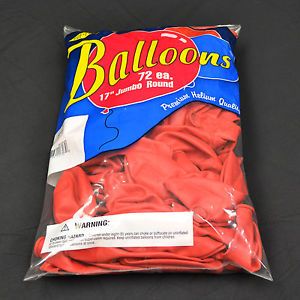 Red Balloons 72 Pack TUF Tex 17" Jumbo Round Latex Balloons