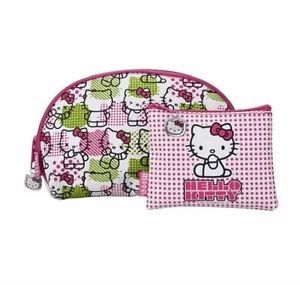 Hello Kitty Cosmetic Bags 2 Makeup Bags Cases Gift Set Hello Kitty Print Pink WT