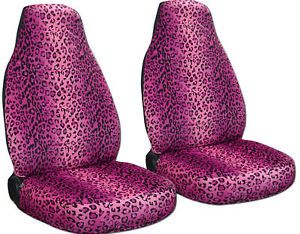 2 Cute Pink Leopard Prints Car Seat Covers Cool Nice