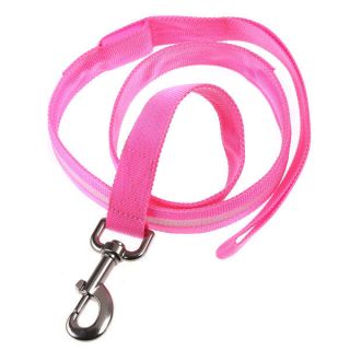 Pink LED Flashing Light Dog Pet Rope Belt Harness Safety Glow Leash Lead
