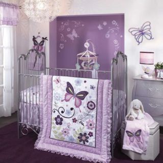 Lambs Ivy 6 Piece Baby Nursery Crib Bedding Set Butterfly Lane Includes Bumper