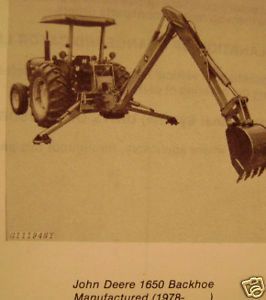 John Deere 1650 Backhoe Parts Catalog Manual Book JD