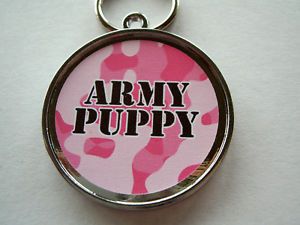 Army Pink Camouflage Dog Tag Pet ID Tags Dog Collar Tag