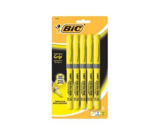 BIC Brite Liner Grip Pocket Highligter 5pk Yellow