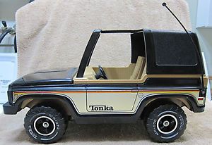 Vintage 1970's Tonka Black Jeep Bronco Truck Mr 970 Tires Jack 2 Spare Tires