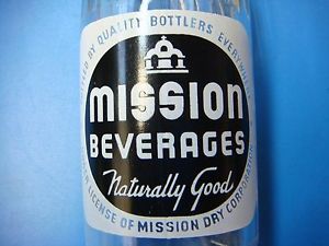 Vintage 1948 Mission Beverages "Naturally Good" 10 FL oz Soda Bottle Excellent