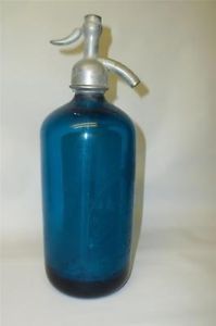 Vintage Blue Kay Beverages Catskill NY Cobalt Blue Glass Seltzer Bottle