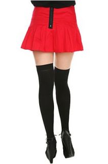 Red Pleated Mini Skirt
