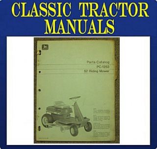 Original John Deere 57 Riding Mower Parts Manual