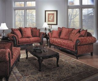 Serta Formal Antique Style Luxury Sofa Love Seat Living Room Set