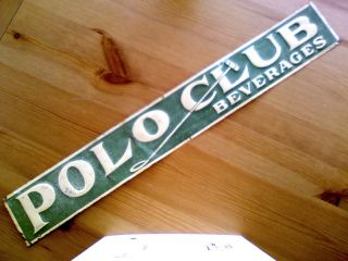 1920s Embossed Tin Strip Sign for Polo Club Beverages Nelke New York