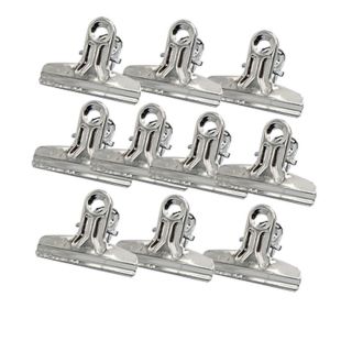 Silver Tone Metal Round Stationary Binder Clips 10 Pcs