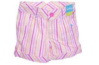 Girls Toddler White Pink Yellow Striped Shorts Adjustable Waist Size 5T New