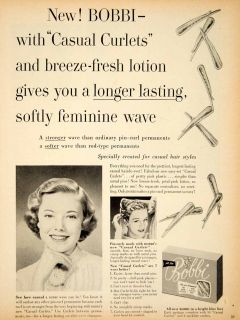 1956 Ad Vintage Bobbi Pin Curl Home Permanent Hair Care Wave Styling Beauty