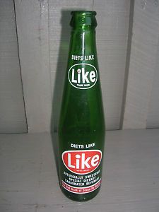 Old Vintage Diet Like 7 Up Beverages Soda Pop Bottle 10 FL oz White Top Logo