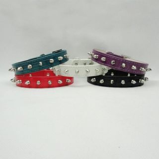 5 Colors Dog Cat Collars PU Leather Spiked Studded Collar Sz XS s M L New