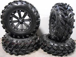 MSA Black Kore 14" ATV Wheels 27" Swamp Lite Tires Yamaha Grizzly Rhino