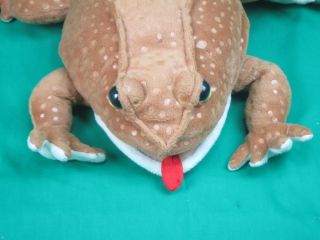 Big Brown Spotted Toad Frog Lifelike 2005 Schlitterhbahn Hand Puppet Plush Toy