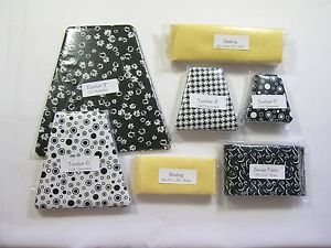 Tumbler Quilt Kit 67 x 95 Black White Yellow Fabric Complete Top Binding Pattern