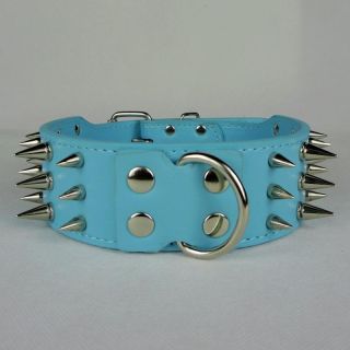 17 24" Spiked PU Leather Dog Collars for Large Pitbull Dog Boxer 2" Wide CR53